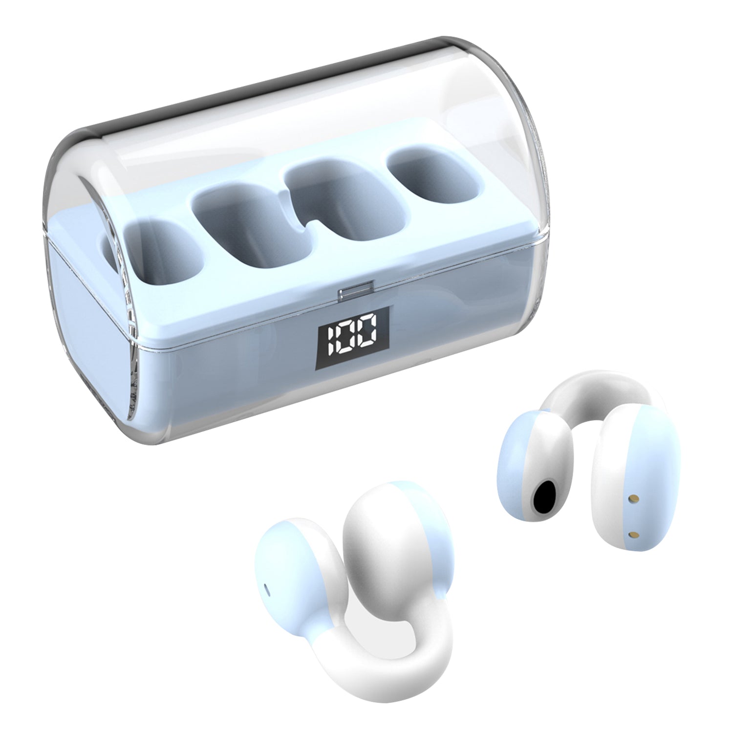 FK8 Bone Conduction Bluetooth-øretelefoner Ear Clip-hovedtelefoner med digitalt display-opladningsetui FK8 Bone Conduction Bluetooth-øretelefoner Ear Clip-hovedtelefoner med digitalt display-opladningsetui